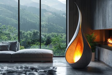 The unique futuristic lamp stands out from all the others, Generated by AI