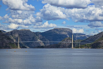 Road bridge over Lysefjord at Oanes in Norway, Europe
