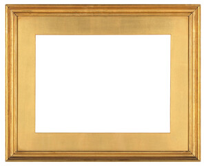 Golden wide picture frame on a transparent background, in PNG format.