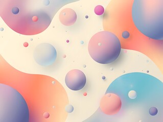 Design an abstract background with floating spheres in pastel colors