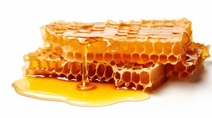 Honey in honeycombs on a white background. Passover.