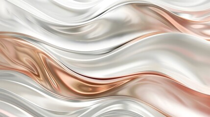 Mesmerizing Metallic Waves:A Luxurious Abstract Design of Rose Gold and Silver Ripples on a Creamy Backdrop