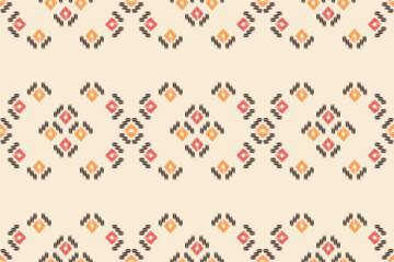 Traditional Ethnic ikat motif fabric pattern background geometric .African Ikat embroidery Ethnic pattern brown cream background wallpaper. Abstract,vector,illustration.Texture,frame,decoration.