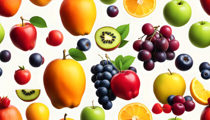 Hintergrund und Vorlage aus frischem Obst gesunden exotischen Früchten voll Energie Vitalität vegan und vegetarische Ernährung natürliche Nahrung sommerlich klar vital und Fitness für den Körper Essen - obrazy, fototapety, plakaty