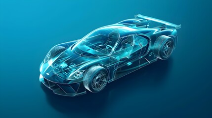 Transparent Electric Sports Car Showcasing Innovative Aerodynamic Design and Energy Solutions