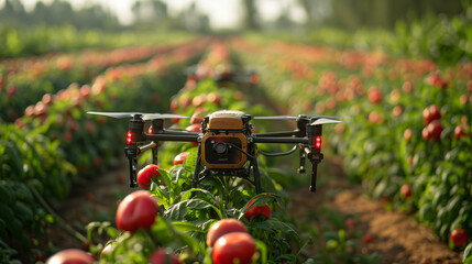 quadrocopter drones that, with the help of artificial intelligence, work in the field, collecting or controlling fruits and vegetables that grow on even, parallel beds