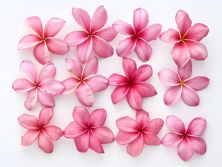 Group of Pink Frangipani isolated on White