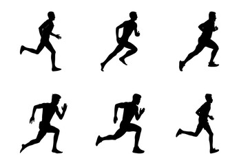 Fototapeta na wymiar silhouette of running person, isolated background