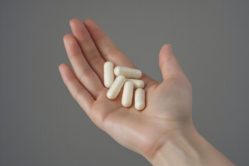 Woman hand holding pills