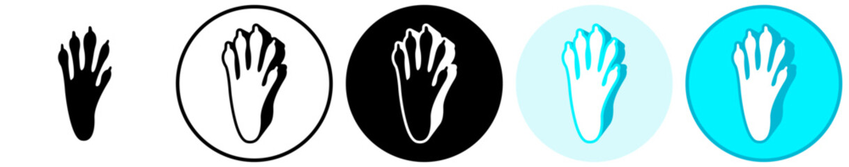 Set trendy raccoon footprints icon. paw print symbol pictogram vector illustration © Javanism