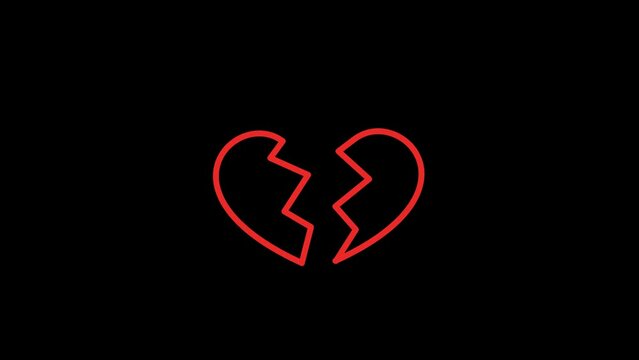 Broken heart icon Animation transparent background 
