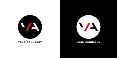 Creative and Minimalist Letter VA Logo icon Design in Black and White Color