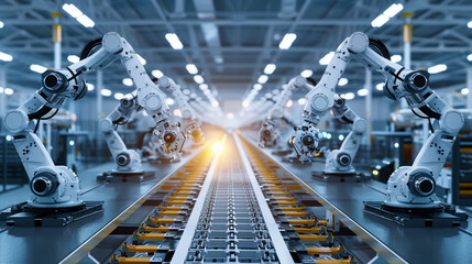 In a state-of-the-art electronics facility, automated robotic arms work tirelessly, assembling components with accuracy