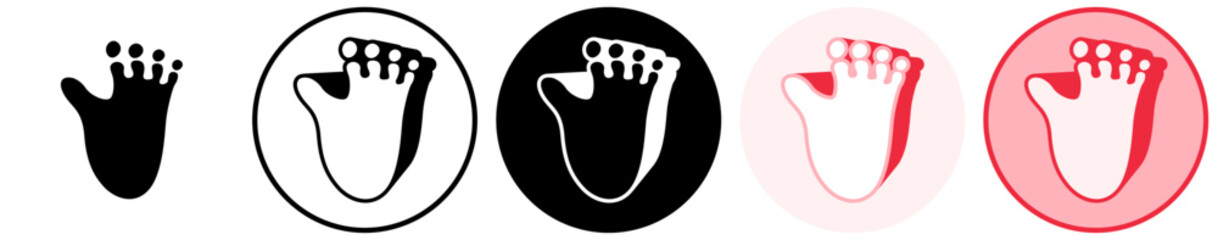Set trendy gorilla footprints icon. paw print symbol pictogram vector illustration
