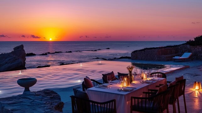 Luxurious restaurant on the Island of Formentera in the summer