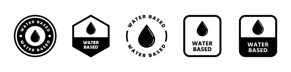 Water Based. Vector signs for product packaging label.