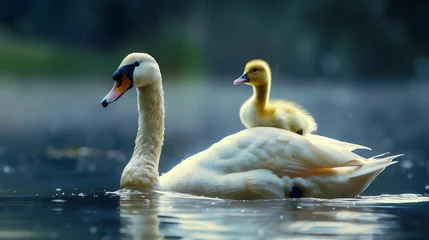 Foto op Canvas two swans in the lake © Syukra