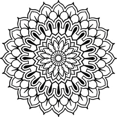 Vector black and white mandala simple customized unique line art elegant design