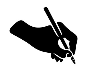 Hands, writes with pen, arm and wrist, people, body parts, vector design and illustration