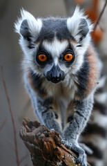 Ring-tailed lemur sitting on tree