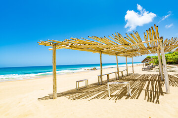 The clear white strip shooting scene on Daidai Island, Lingshui, Hainan, China