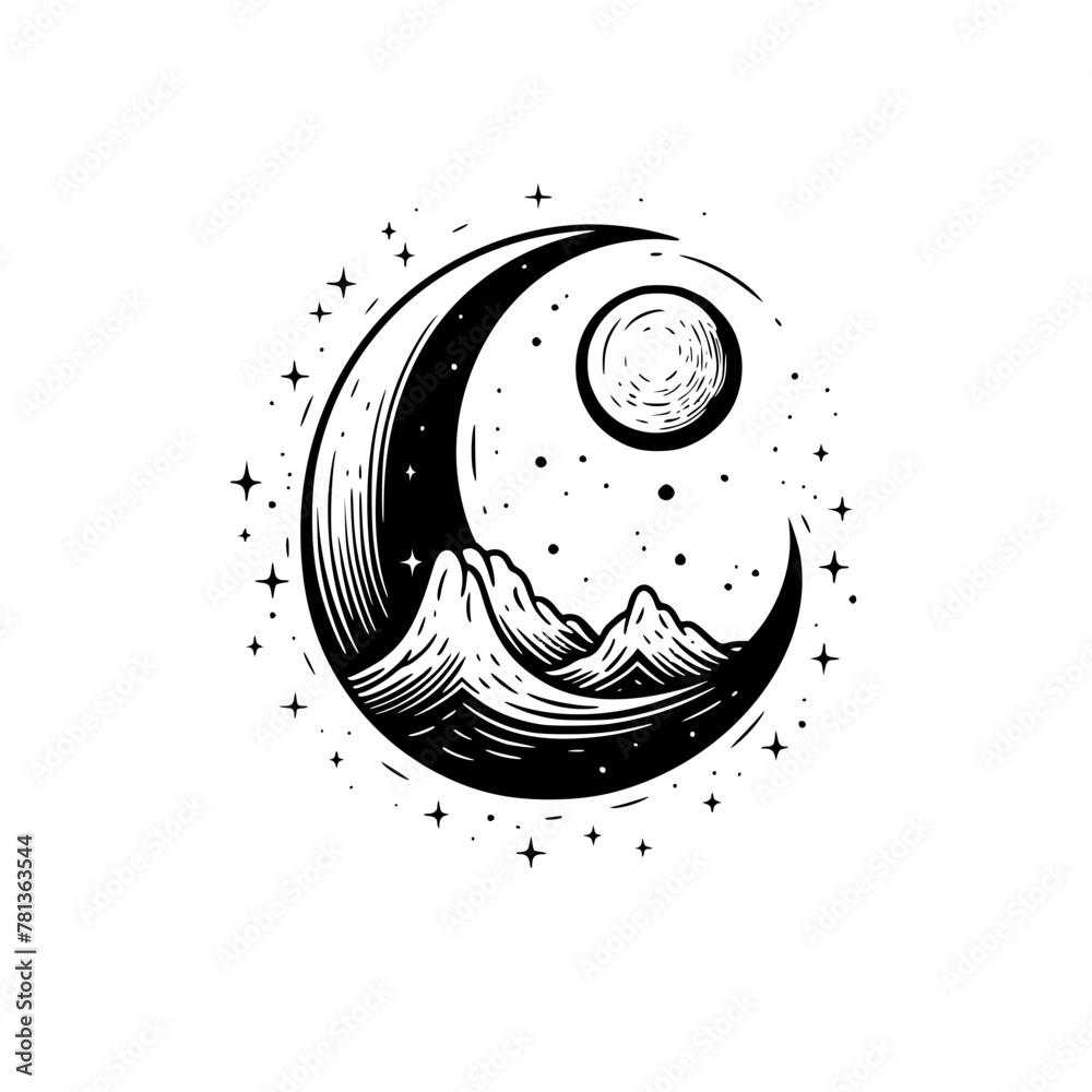 Wall mural Moon SVG Bundle, Celestial svg, Moon Cut Files, crystal moon svg, Lotus flower moon cut files, Moon SVG, Star Svg, Moon Silhouette, SVG Cut Files, Moon Bundle SVG, Moon Clipart, Moon Cut File, Moon Ve