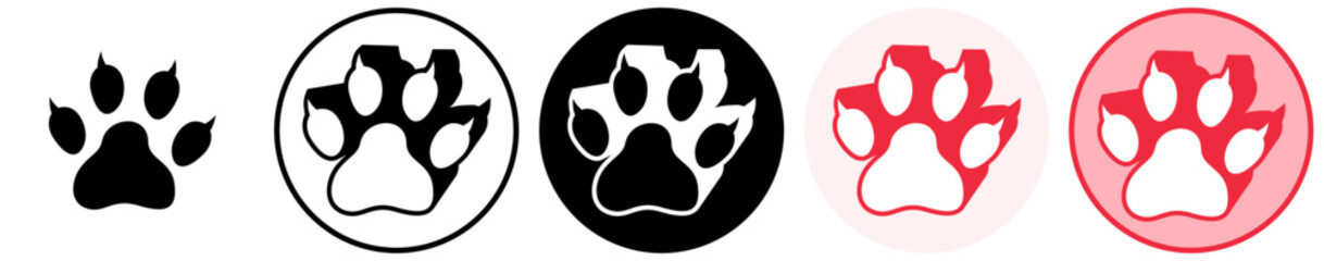 Set trendy dog footprints icon. paw print symbol pictogram vector illustration