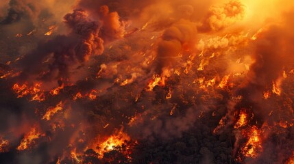  KS Aerial_view_of a forest fire in the Amazon rainforest. - obrazy, fototapety, plakaty