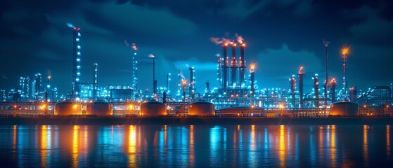 Storage tanks are erected in petrochemical factories, which form a frame of the infrastructure for the formation of industrial energy entire view and space, Generative AI.