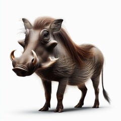 Image of isolated warthog against pure white background, ideal for presentations

