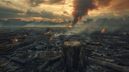 KSA_large area of deforested land with burnt trees.