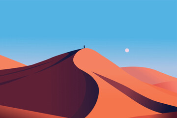 Beautiful desert landcape panorama scene. Vector stock 
