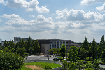 夏の柏市柏の葉キャンパス駅周辺の風景
