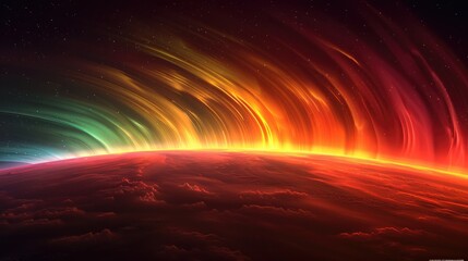 Fototapeta na wymiar The shimmering auroras of a gas giant, swirling bands of color dancing in the upper atmosphere.
