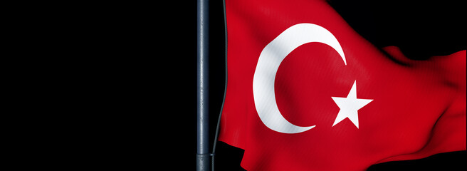 Waving Turkish Flag, Republic of Türkiye - Istanbul, Türkiye