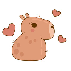 Cute and funny capybara character. Cute capybara animal character rodent. Vector illustration. Cute animal cartoon - 781369340