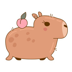 Cute and funny capybara character. Cute capybara animal character rodent. Vector illustration. Cute animal cartoon - 781369347