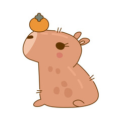 Cute and funny capybara character. Cute capybara animal character rodent. Vector illustration. Cute animal cartoon - 781369355