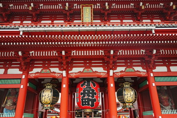 Sensoji or Asakusa Kannon Temple in Asakusa, Tokyo, Japan - 日本 東京 浅草 浅草寺 宝蔵門	