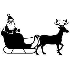 Christmas santa sleigh  reindeer vector illustration
