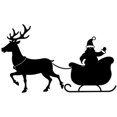 Christmas santa sleigh  reindeer vector illustration