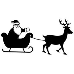 Christmas santa sleigh  reindeer vector illustration