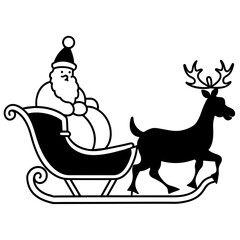 Christmas santa sleigh  reindeer vector illustration