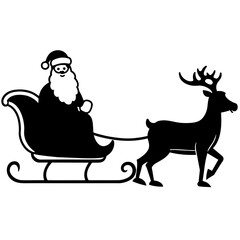 Christmas santa sleigh  reindeer vector illustration