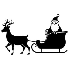 Christmas santa sleigh  reindeer vector illustration