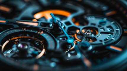 Macro shot of a luxury watch mechanism showcasing precision engineering and timekeeping.