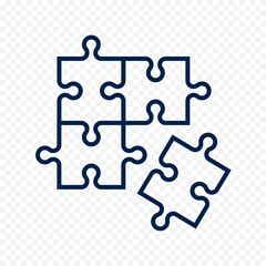 Fototapeta premium Puzzle concept vector symbol. Outline design of puzzle pieces.
