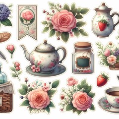 collection of different illustrations in retro style

