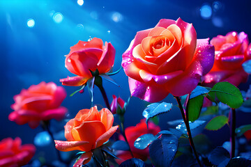 a bouquet of bright roses. Generative AI