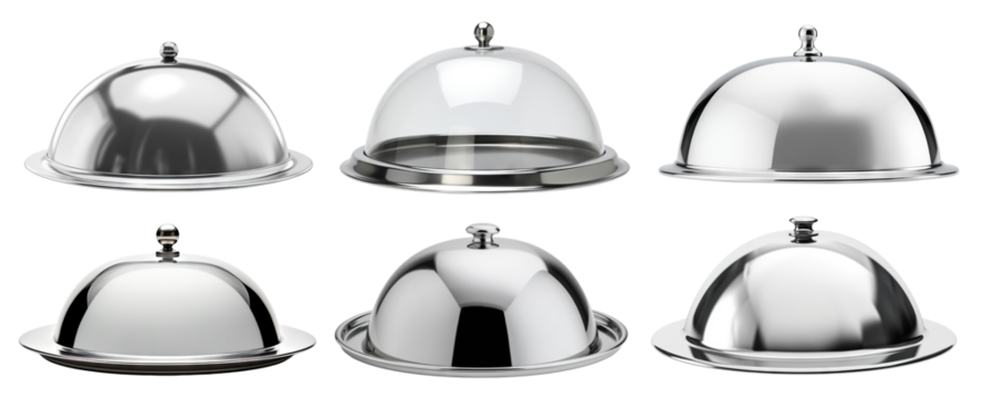 Set of shiny silver cloches, cut out